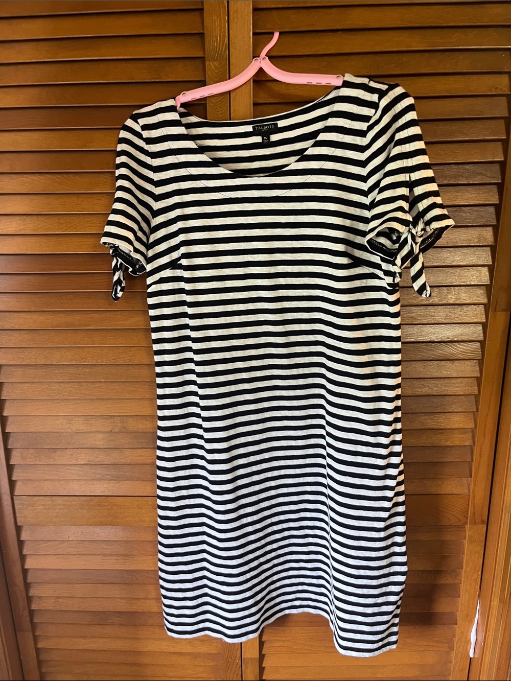 Talbots Black and White Striped Dress size M Petite